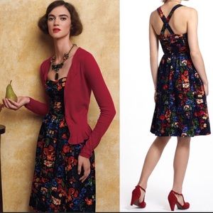 Anthropologie HD Paris Floral Velvet Halter Jumper Dress